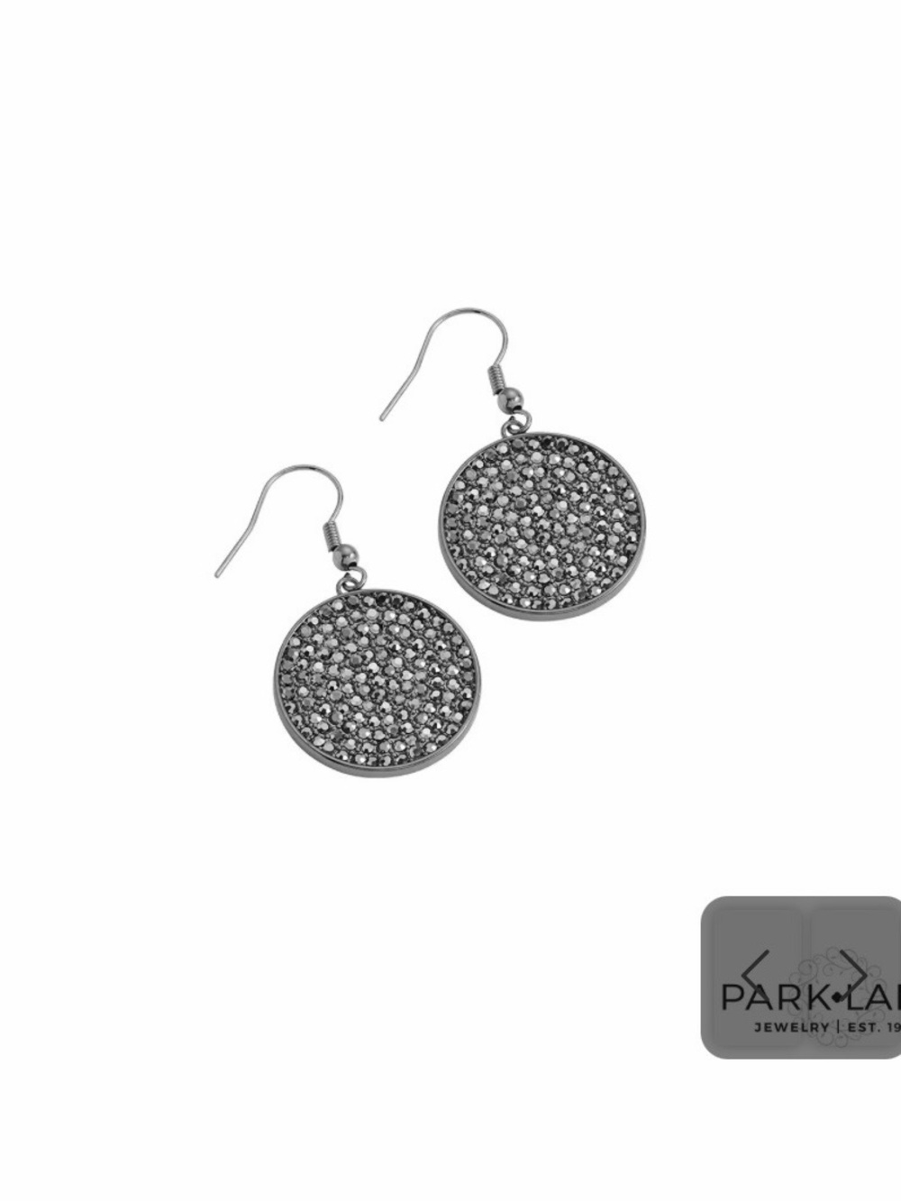 Park Lane Hendrix Hematite-Tone Pave Round Drop Earrings